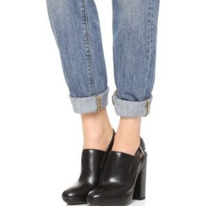 Vince. Tayla Leather All Black Clog Heels Size 9M Shoes Boots Booties